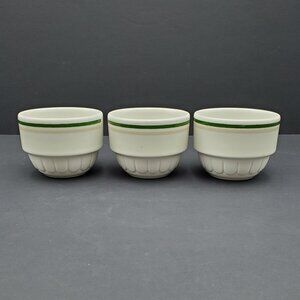 Shenango China Tan Green Bands Dessert Cups Custard Cups Sauce Berry Bowls
